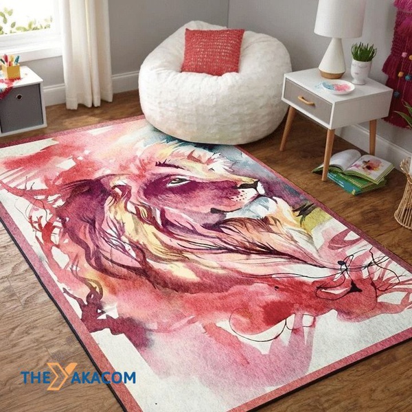 A Big Pink Lion Rectangle Area Rug Floor Decor