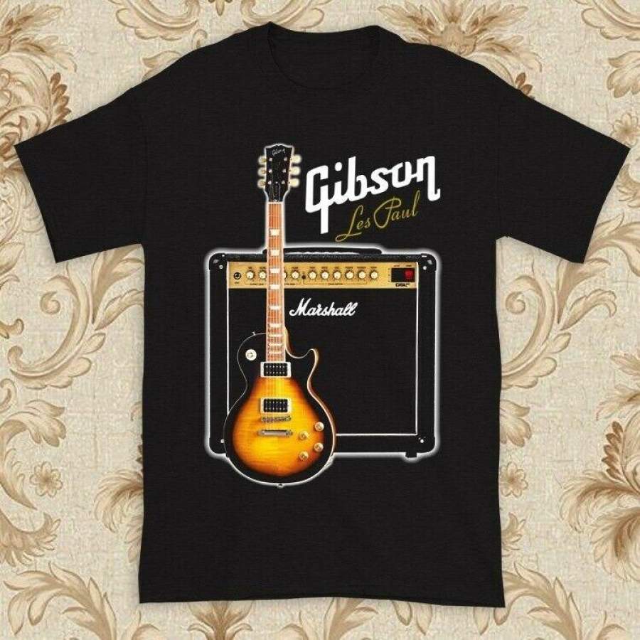 Gibson Les Paul Tshirt Guitar Art Poster Men’S Black T-Shirt