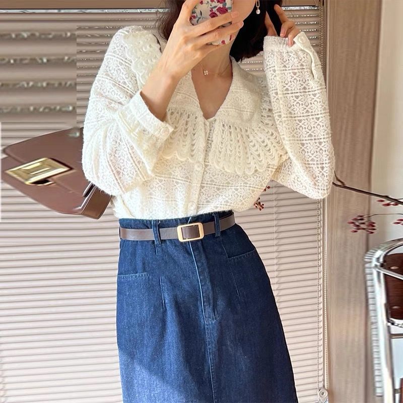 Women Clothing 2022 Autumn Winter French Style Sweater and Denim Skirt High Grade Sense Knit Shirt Women Casual Two Piece Set alx