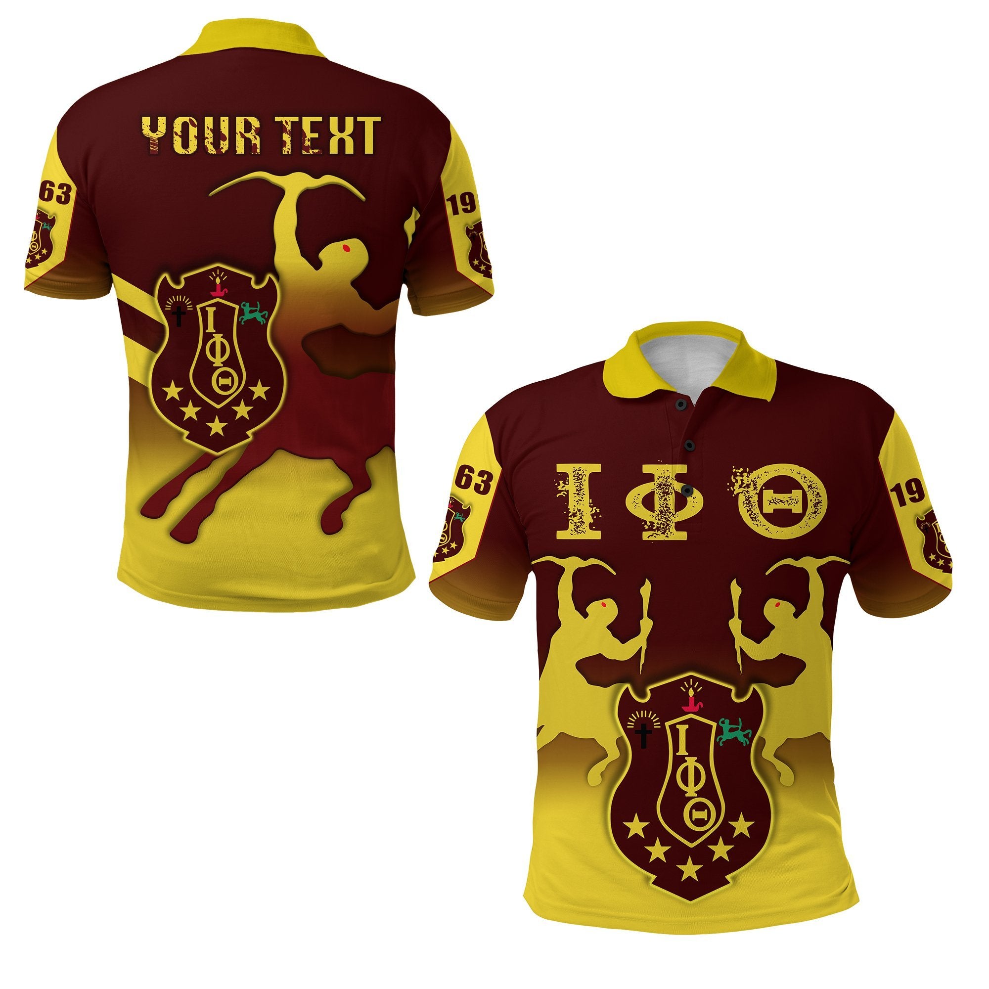 (Custom Personalised) Iota Phi Theta Polo Shirt With Centaur Lt13