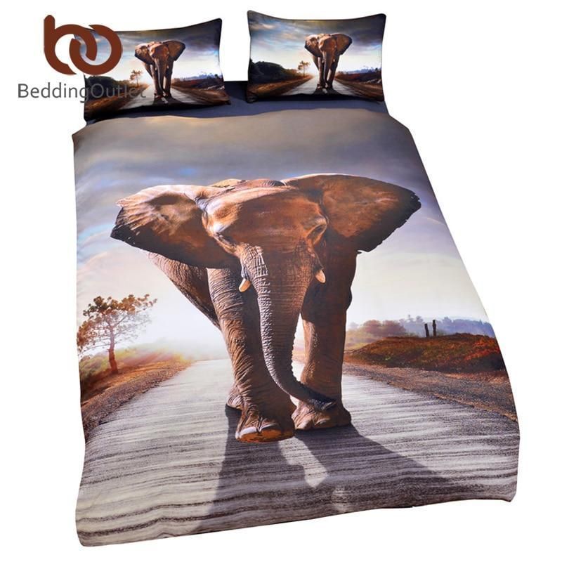 3d Elephant Cotton Bed Sheets Spread Comforter Duvet Cover Bedding Sets