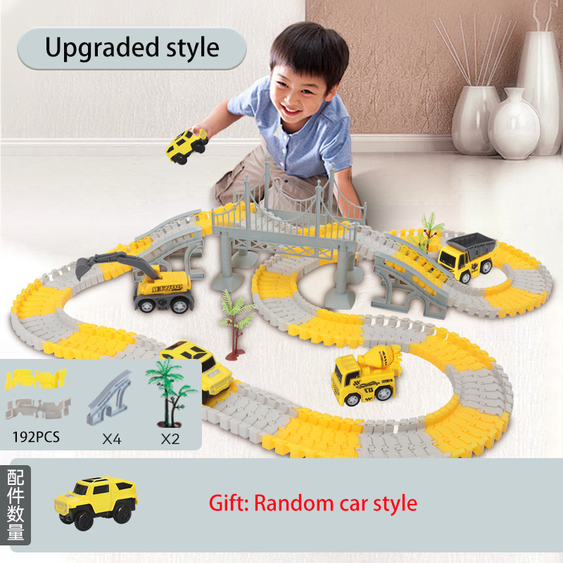333 Pcs Railway Racing Track Play Sets DIY Toys for Kids Children Assemble Track Bend Flexible Flash Light Car Educational Gifts alx