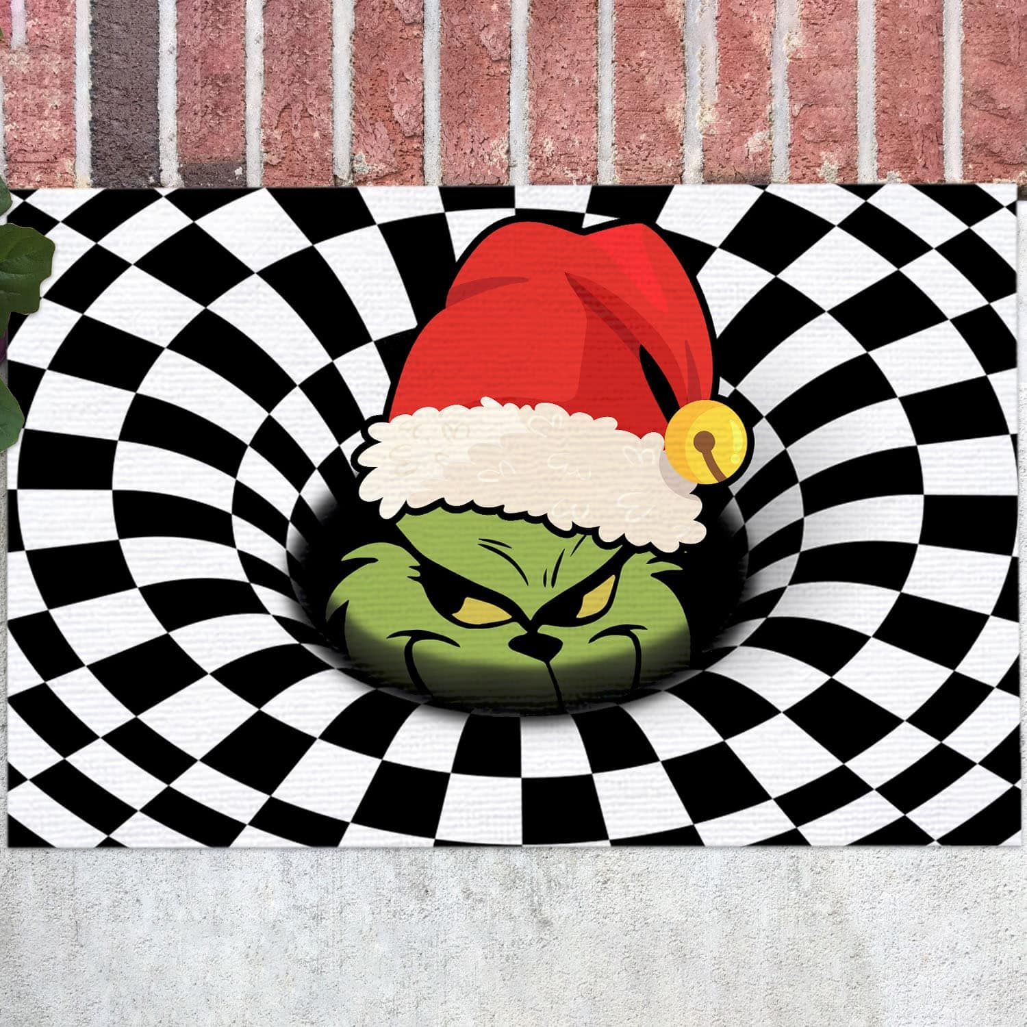 Grinch Illusion Christmas Doormat – Funny Grinch 3D Printed Door Mat Evg43518