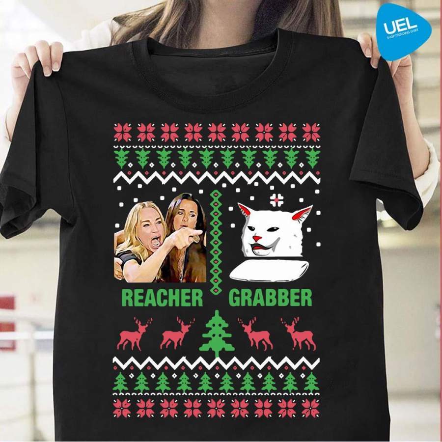 Woman Yelling Cat Meme Reacher Grabber Ugly Christmas Sweater by globalteeshop