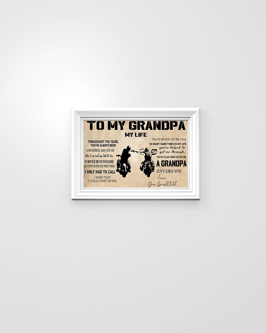 Biker Art, To My Grandpa Horizontal Canvas And Poster – Gift For Grandpa | Wall Decor Visual Art