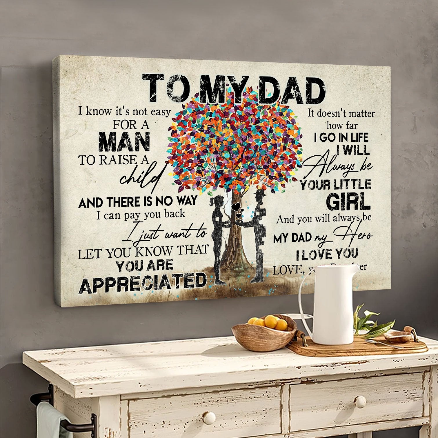 To My Dad From Daughter Wall Art Canvas