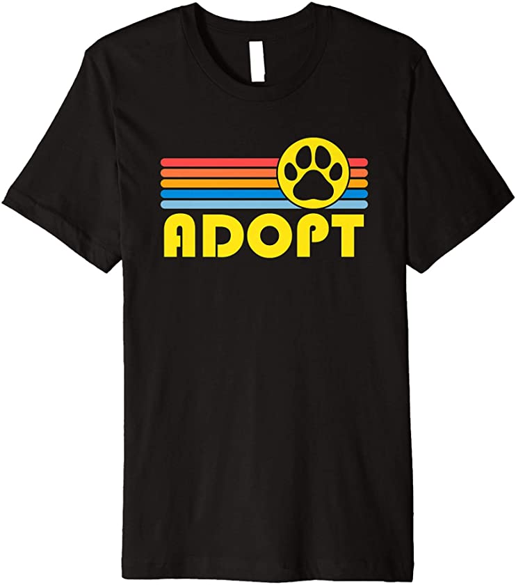 Rescue Animal Adoption Adopt Cat or Dog Vintage Retro Sunset Premium T-Shirt