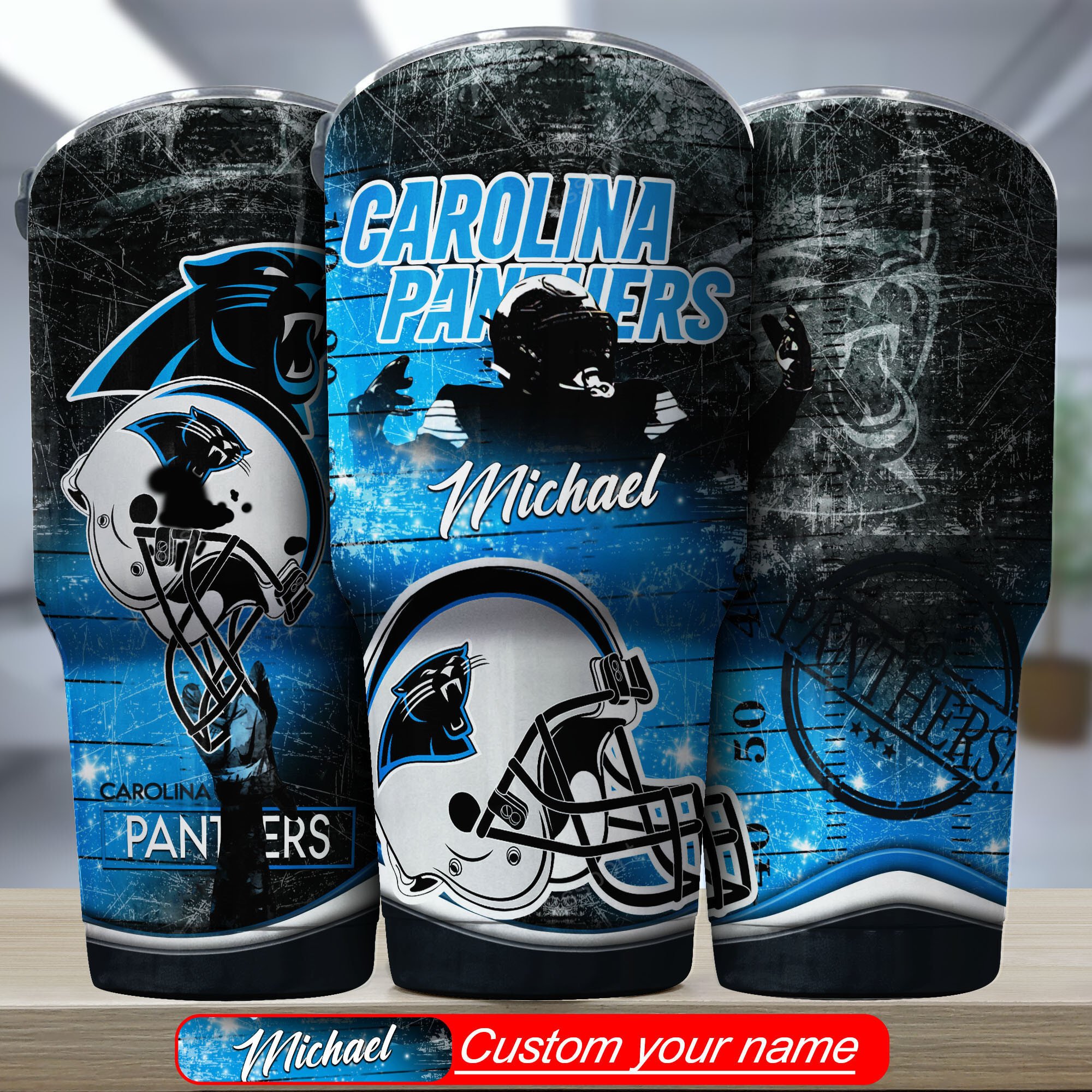 Carolina Panthers Custom Name Tumbler Bg314