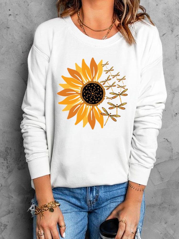 Autumn Fashion Clothing Women Fall Spring Fashion Pullovers Dragonfly Cute Sweet Style O-neck Female Graphic Sweatshirts alx