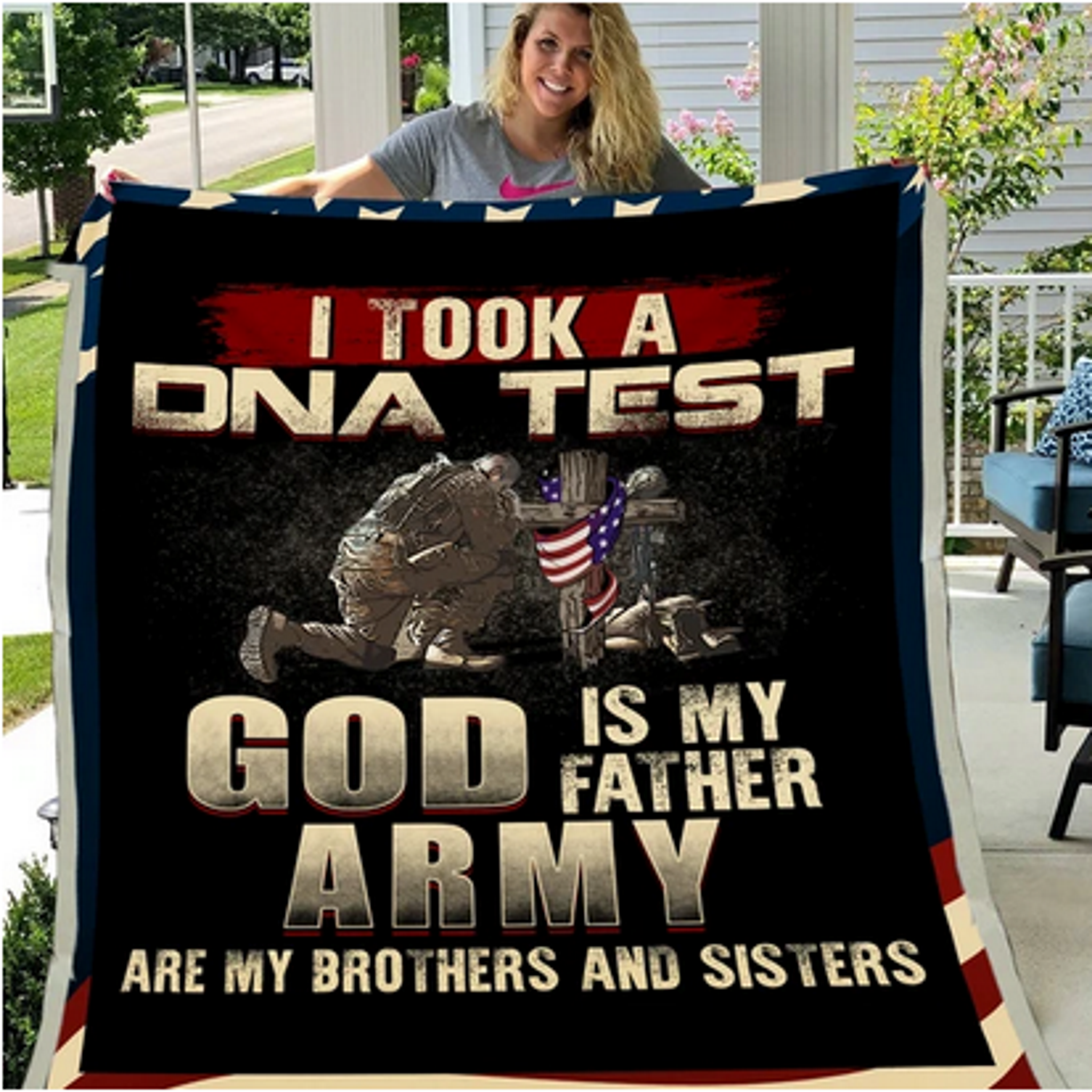 Veteran Gift, Veteran’S Day Gift, I Took A Dna Test And God Is My Father Military Army Veteran Fleece Blanket