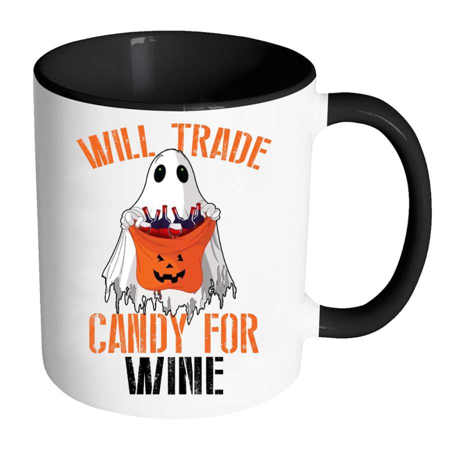 Will Trade Candy For Wine Boo Halloween Funny W – Full-Wrap Coffee Colors Accent Mug