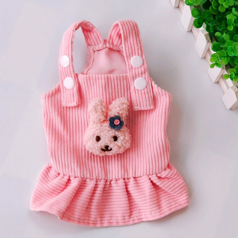 Strap Dress Bear Suspenders Skirt Princess Skirt Pet Cats and Dogs Clothes Pets Clothes Cute Corduroy Base Clothes Sleeveless alx