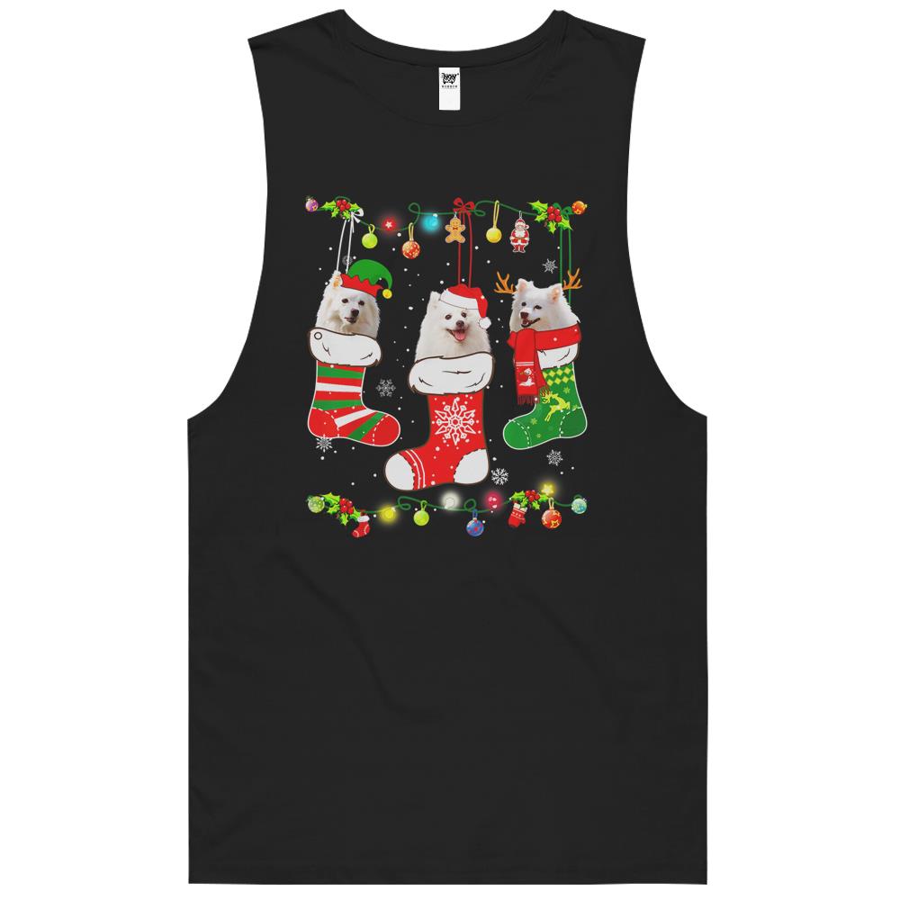 American Eskimo Christmas Lights Funny Puppy Xmas Dog Lover Tank Top