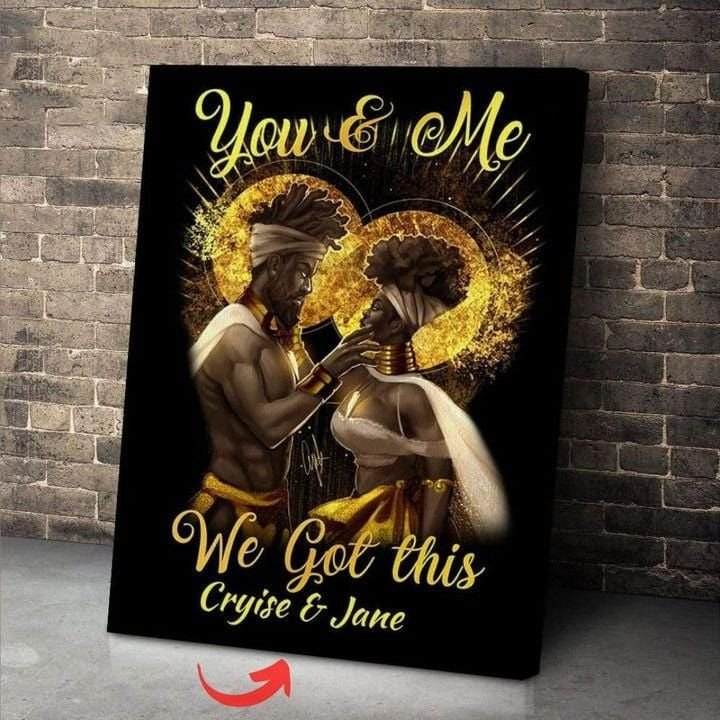 Custom Couple Name Black King And Queen You & Me We Got This Canvas Print Wall Art