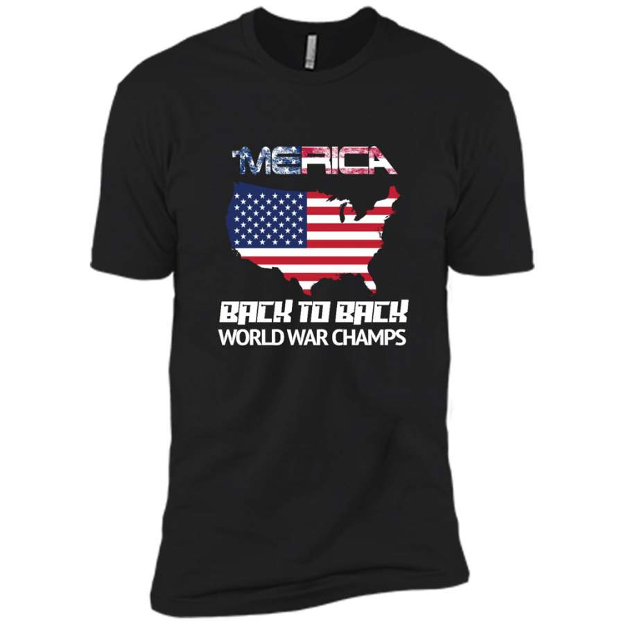 Peckshirt Merica Back To Back World War Champ Patriotic 4th July - Canvas Unisex USA Shirt - Print In Your Way