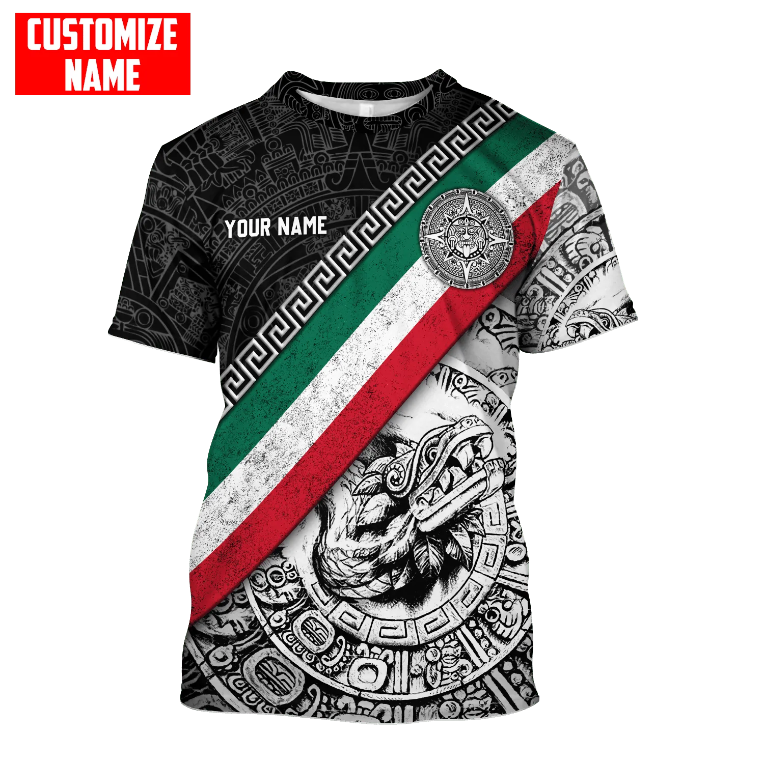 Personalized Mexico Aztec T Shirt Line Quetzalcoatl Pattern Sublimation On Shirts Coolspod