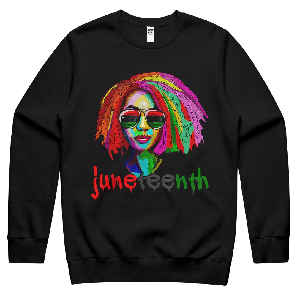 Juneteenth Shirt, Juneteenth Crewneck Sweatshirt, Juneteenth Tee Shirts, Black Queen Afro Unapologetically Dope – Melanin Girl Art Crewneck Sweatshirt