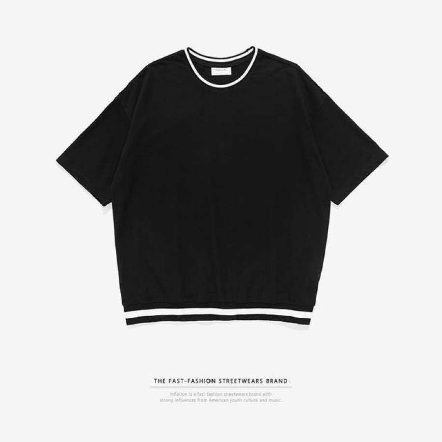 Fit T-shirt Men Streetwear Summer Short Sleeve Tee Cotton Tops Tee