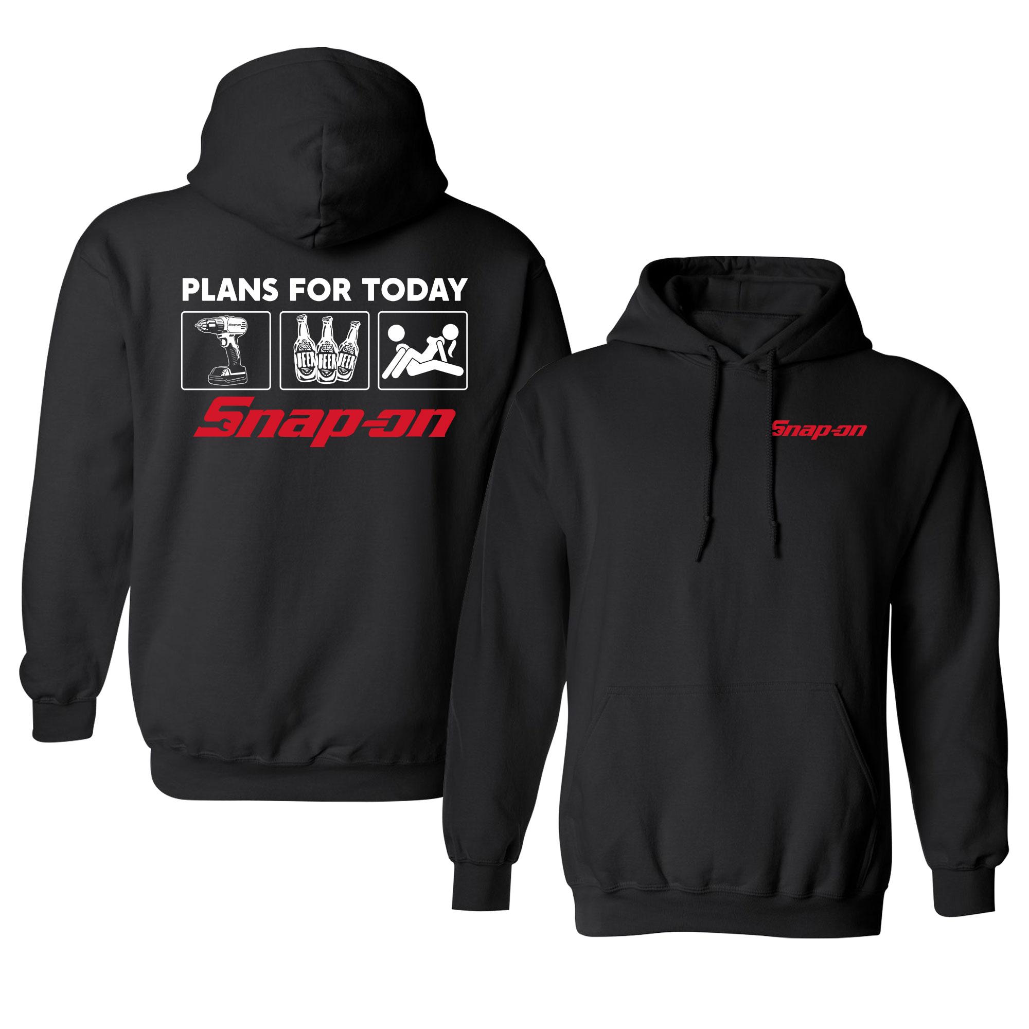 Snap-On Hoodie, Funny Plan For Today Graphic Hoodie, Casual Long Sleeve Graphic Hoodie for Daily Wear, Men’s Clothes for All Seasons
