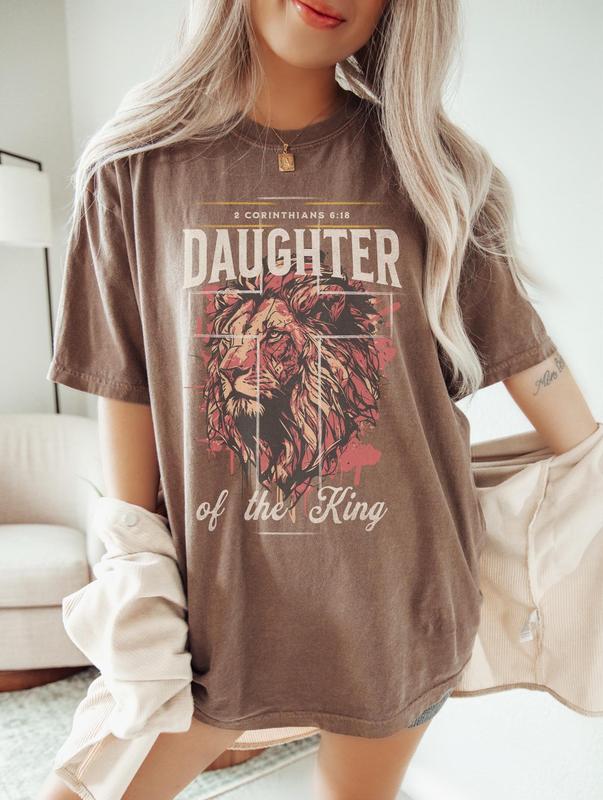 Daughter Of The King Christian Tshirt Boho Christian Shirt Faith Based Shirt Womens Gifts Scripture Shirt Christian Merch Casual Cotton Shirt For Men for Women