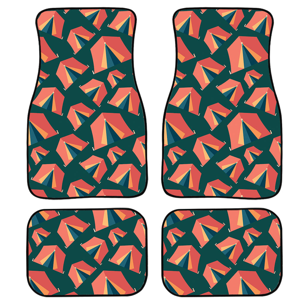 Camping Tent Pattern Print Front And Back Car Floor Mats, Front Car Mat