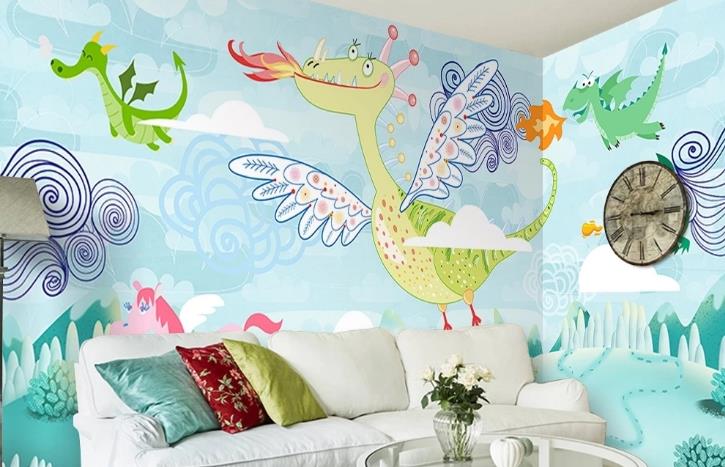 3D Hand Drawn Forest Dinosaur Wall Mural Wallpaper Lqh 523