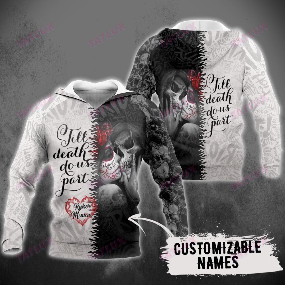 Skull Couple Till Death Do Us Part Custom 3D All Over Printed Shirt, Sweatshirt, Hoodie, Bomber Jacket Size S – 5Xl