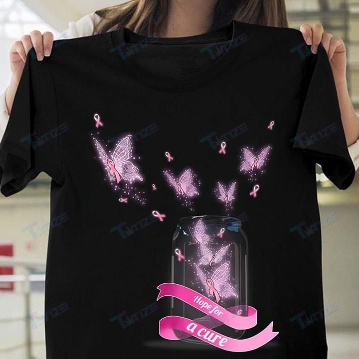 Breast Cancer Awareness Butterfly Hope For A Cure Graphic Unisex T Shirt, Sweatshirt, Hoodie Size S – 5Xl