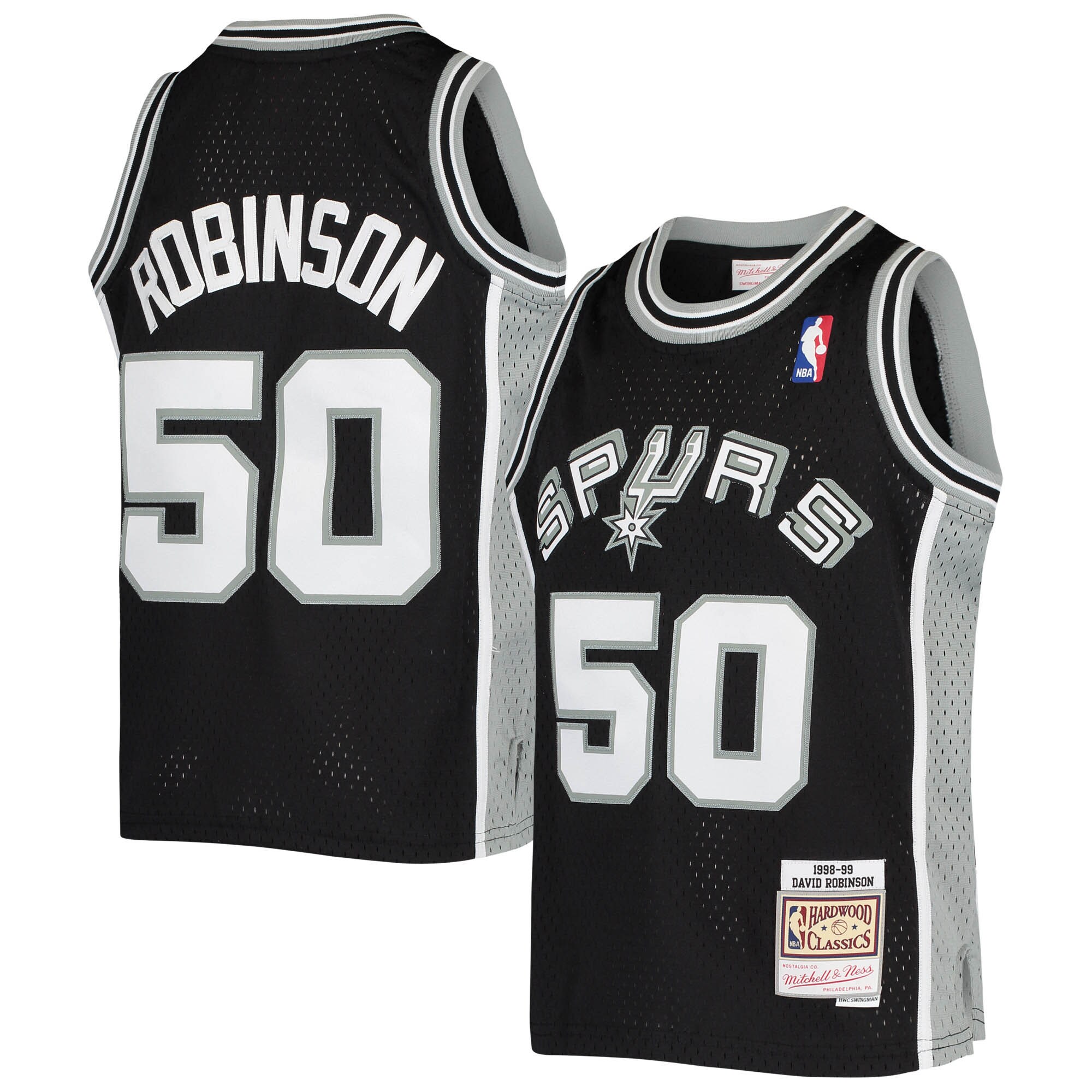 David Robinson San Antonio Spurs Mitchell & Ness Youth 1998-99 Hardwood Classics Swingman Throwback Jersey – Black