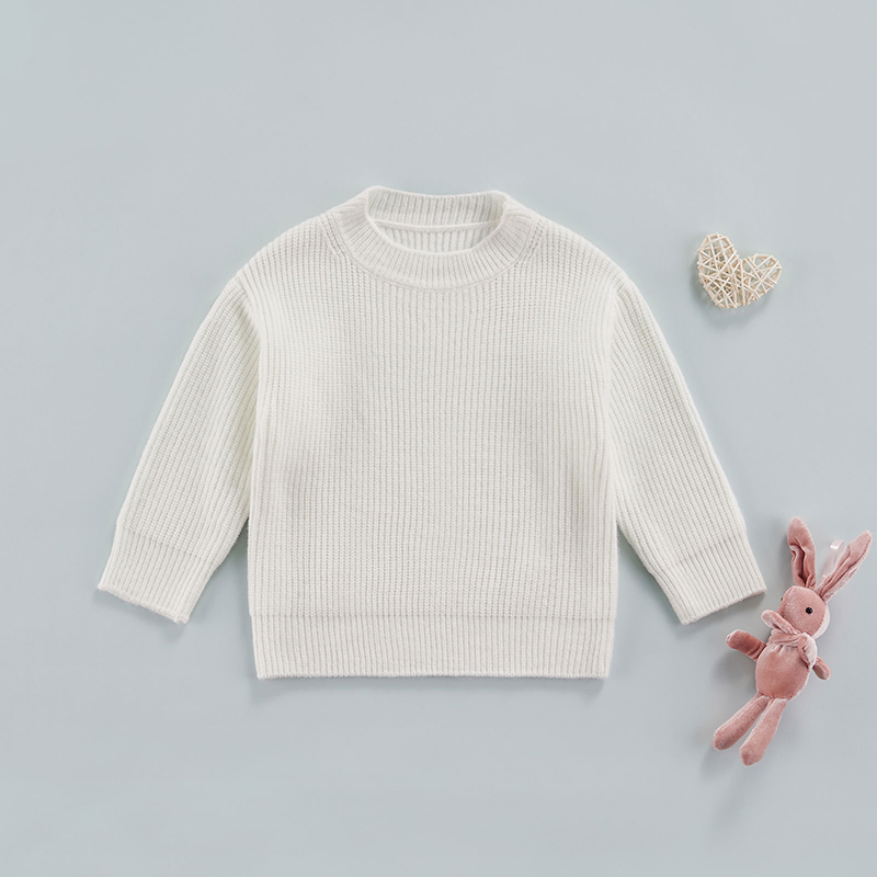 Toddler Baby Winter Sweater Top Infant Warm Knitted Shirt Cotton Long Sleeve Solid Loose Tops For Kids Girl Boy Warm Blouse alx