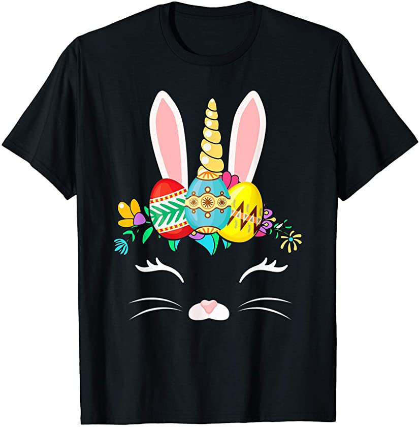 Bunny Unicorn Happy Easter Day 2021 Color Eggs Gifts T-Shirt