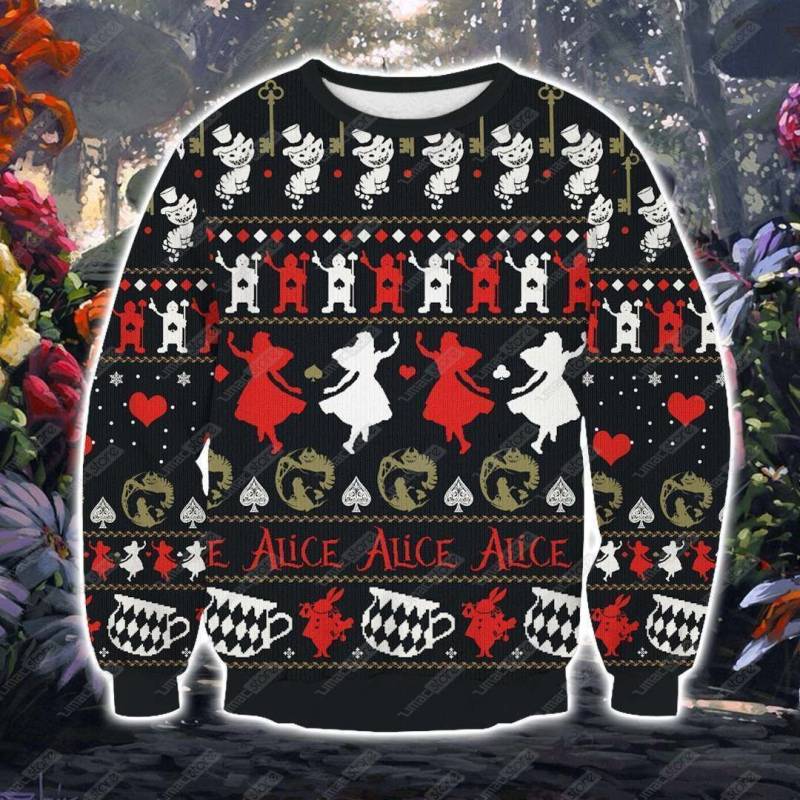 Alice In Wonderland AIV2 3D Print Ugly Christmas Sweatshirt