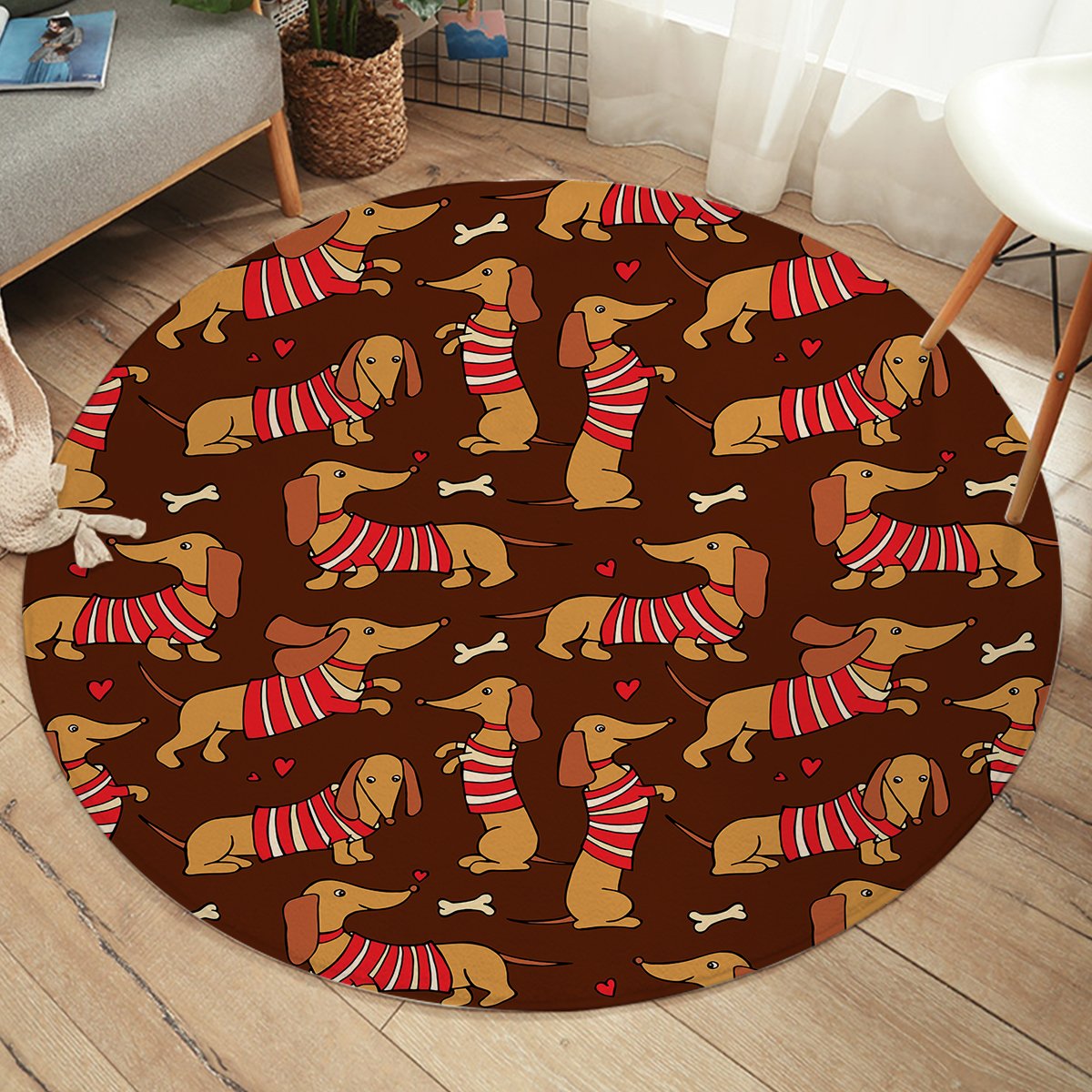 Cute Dachshund SW2527 Round Rug