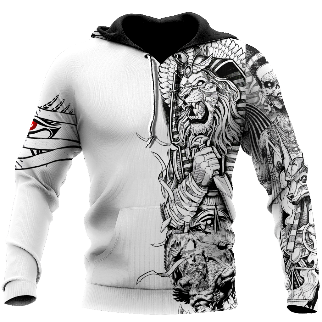 3D Tattoo Ancient Egypt Lion God Over Printed Shirt For Men And Women