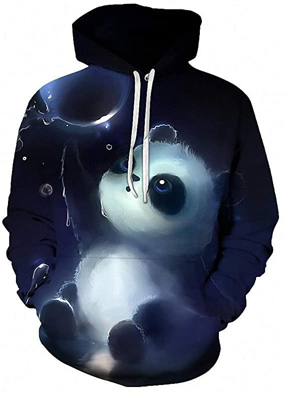 Unisex 3D Printed Hoodies Pullover Hooded Sweatshirt Cute Panda Animal