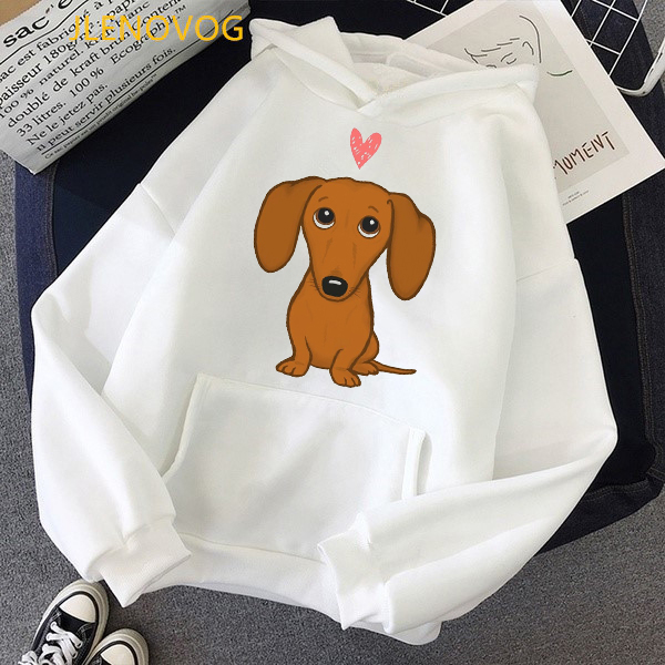 Cute Dachshund Dog Love Cartoon Print Hoodies Women Clothes 2021 Funny Sweatshirt Femme Harajuku Kawaii Winter Tracksuit alx