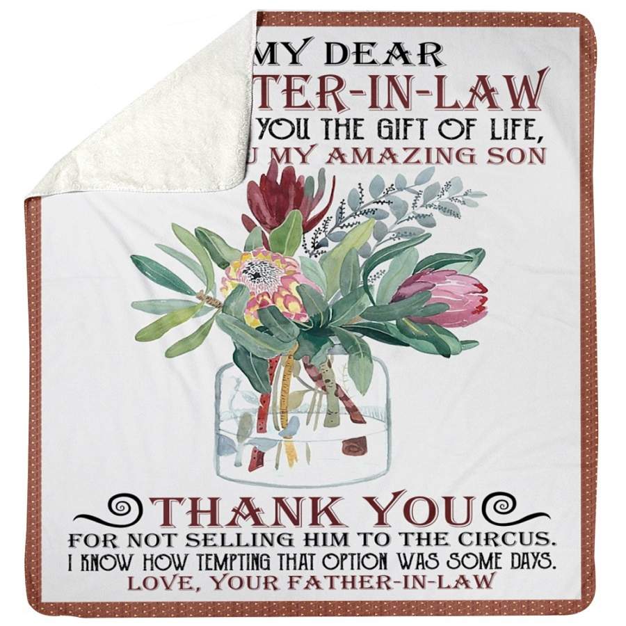 Flower Jar Father-In-Law Thanks Daughter-In-Law Sherpa Blanket