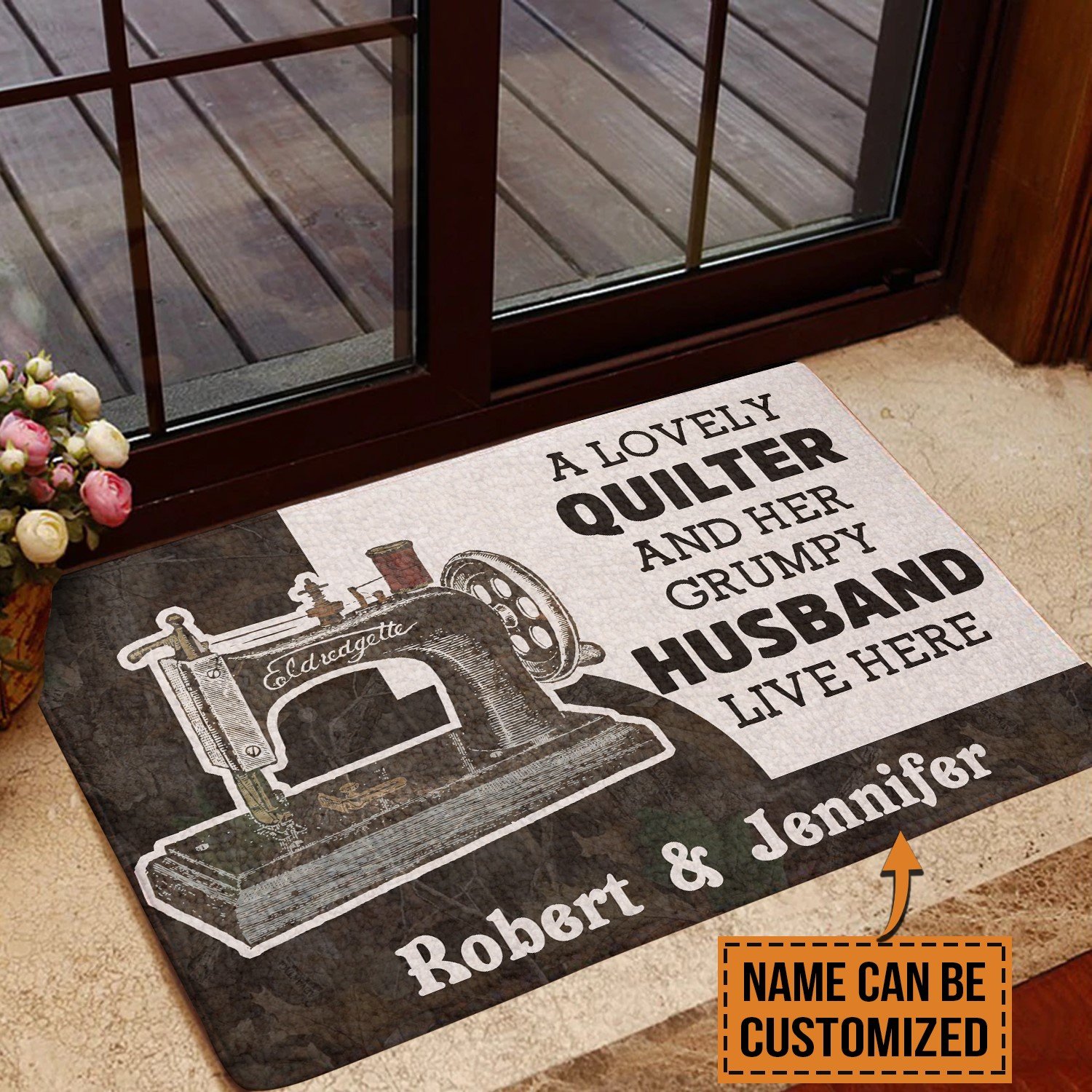 Lovely Quilter And Grumpy Husband Personalized Doormat