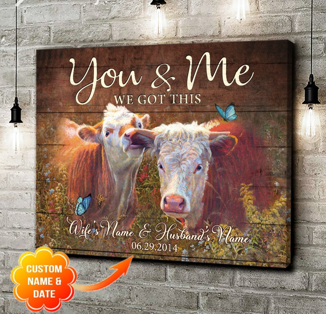 Personalized Name Text Calf Canvas, Poster Wall Art Decor Gift Idea For Newly Wed Couple – You And