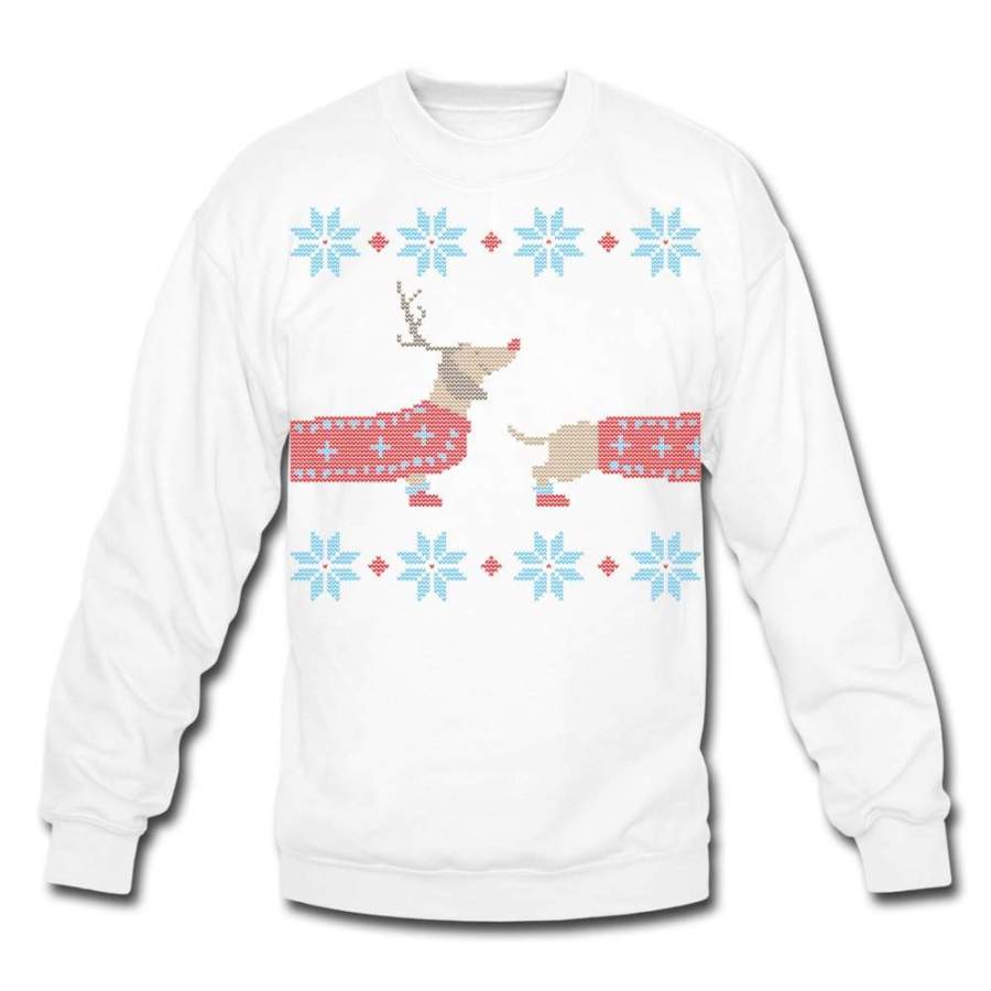 Ugly Christmas Wiener Dog Tribute Crewneck Sweatshirt