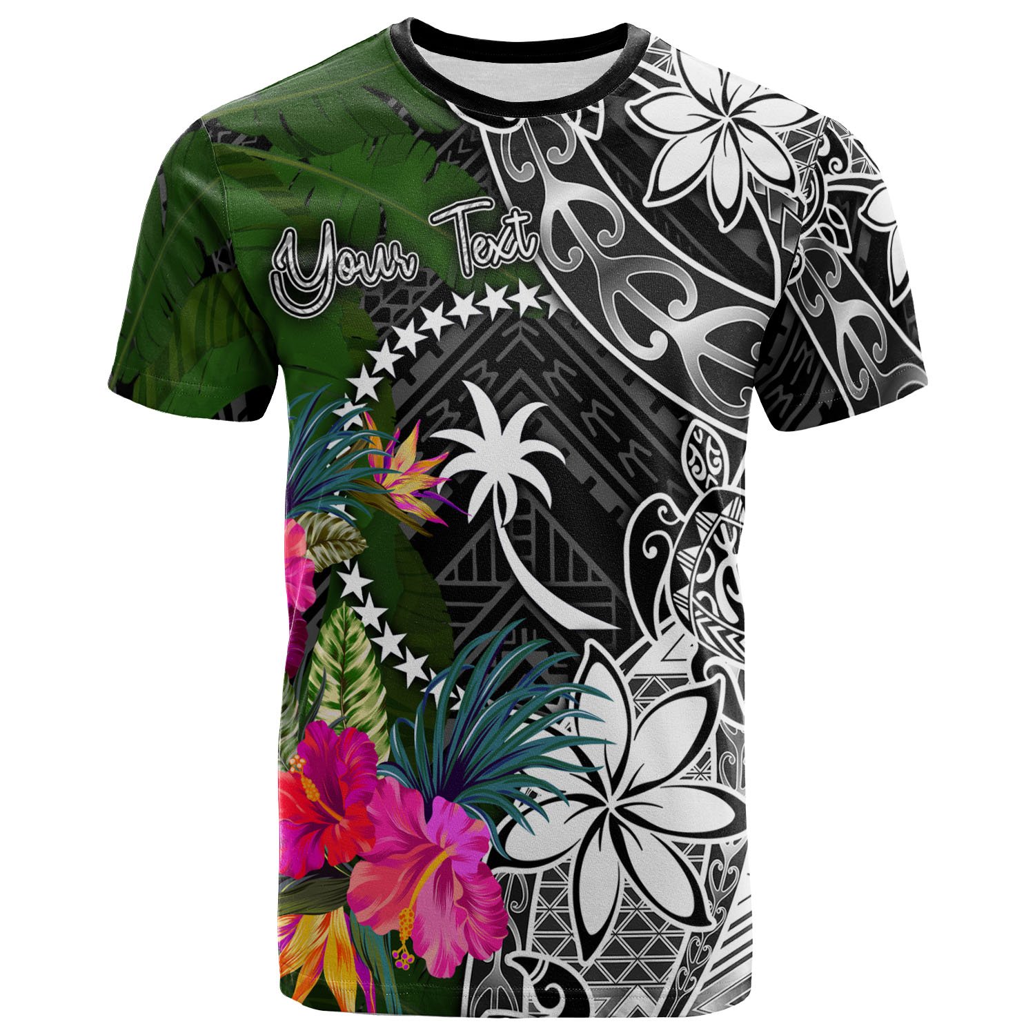 Chuuk Custom Personalised T-Shirt – Turtle Plumeria Banana Leaf- BN11