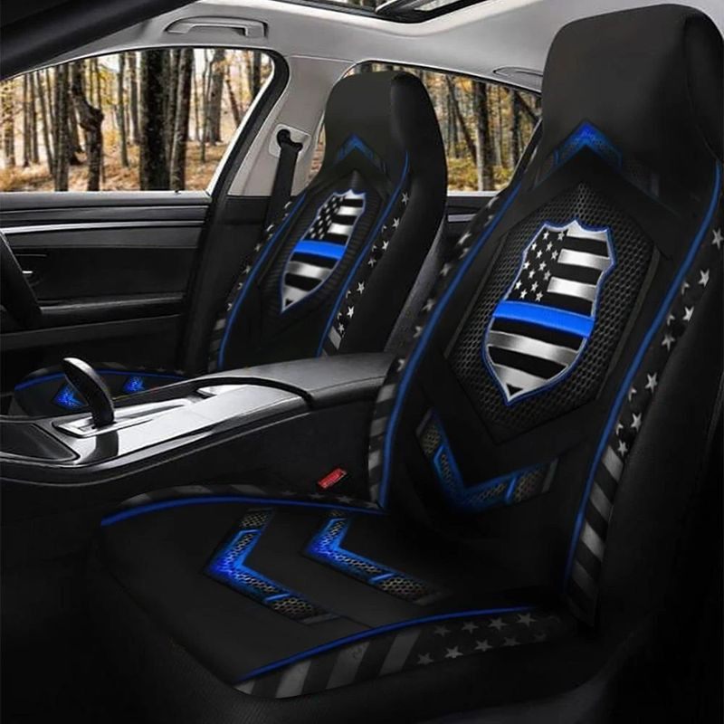 Thin Blue Line Badge Car Seat Cover Support Law Police Officer American Patriot All Over Print Car Seat Cover