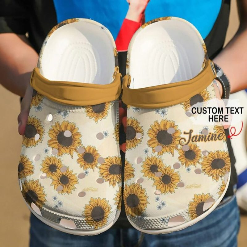 Sunflower Personalized Yellow Pattern 102 Gift For Lover Rubber clog Shoes Comfy Footwear