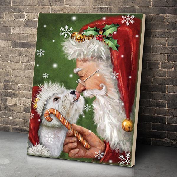 Westie Smile With Santa Christmas Canvas Room Home Decor Print Matte Canvas – Home Room Wall Decor Matte Canvas – Mostsuit