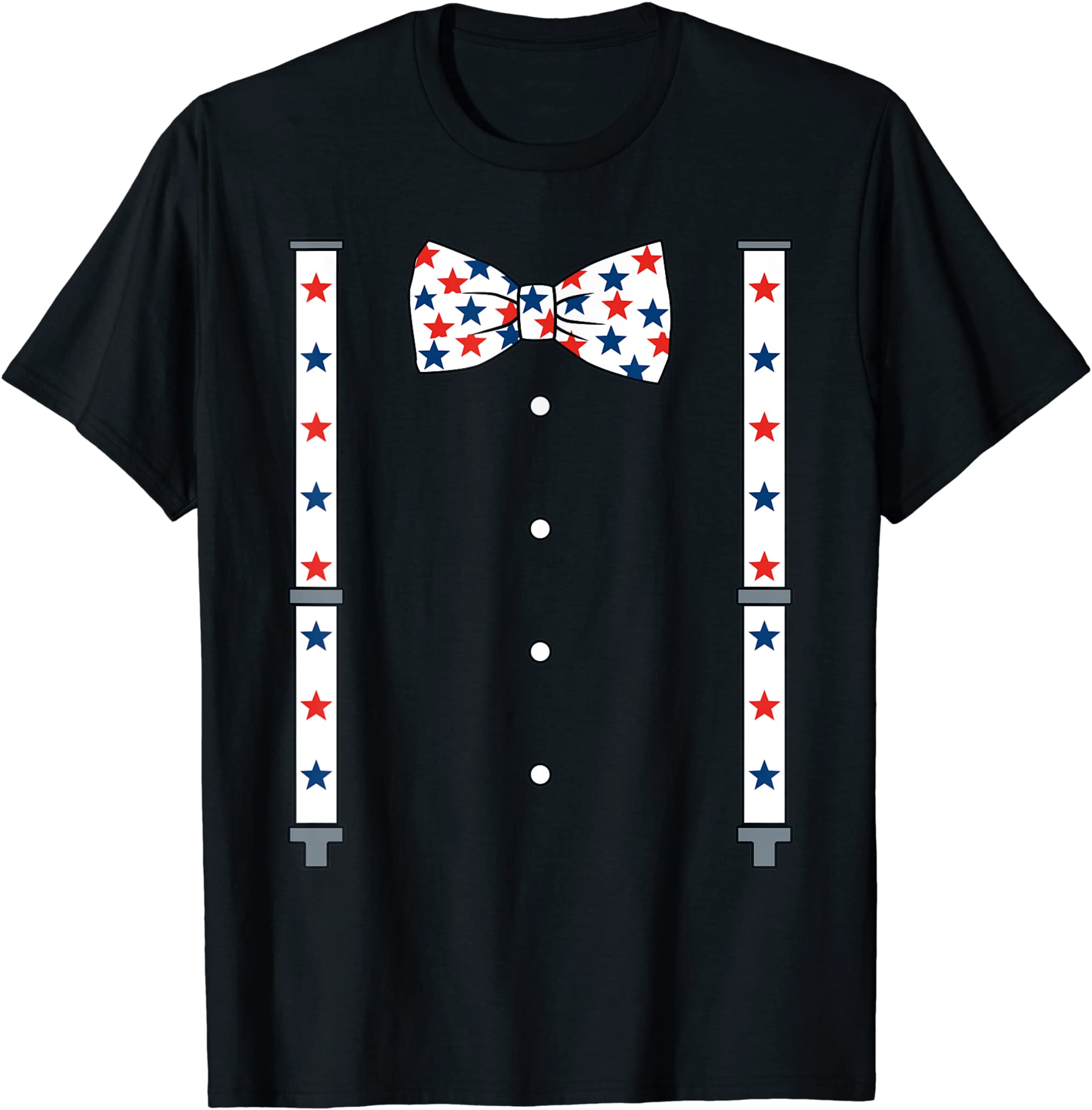 4th Of July Suspenders And Stars Bow Tie Boys Kids Funny T-Shirt