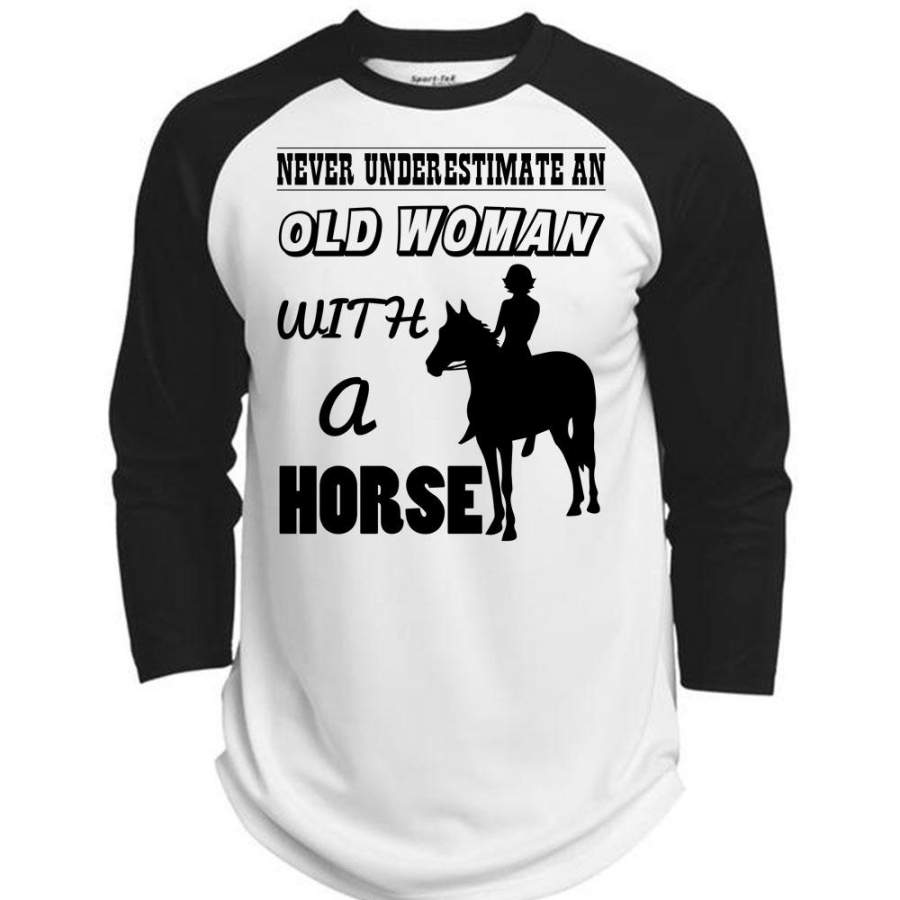 Never Underestimate An Old Man With A Horse T Shirt, I Love Horse T Shirt, Awesome T-Shirts (Polyester Game Baseball Jersey)