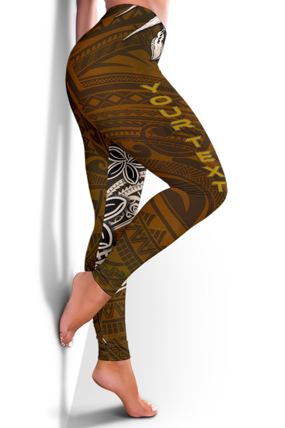 Cook Islands Custom Personalised Women’s Leggings – Polynesian Boar Tusk – BN39