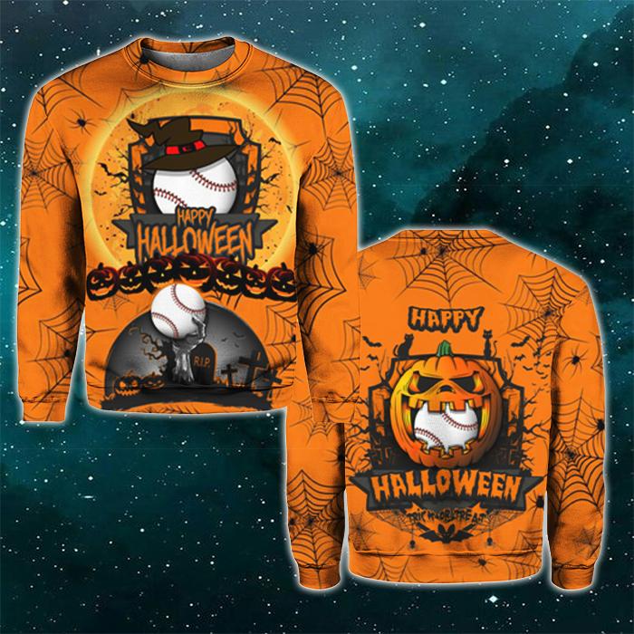 Baseball Halloween Crewneck Sweatshirt All Over Print Sweatshirt For Women Sweatshirt For Men