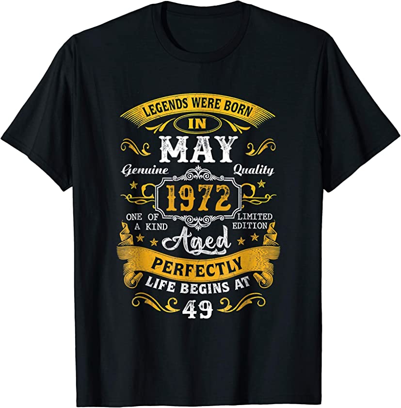 49th Birthday Gift 49 Years Old Retro Vintage May 1972 T-Shirt