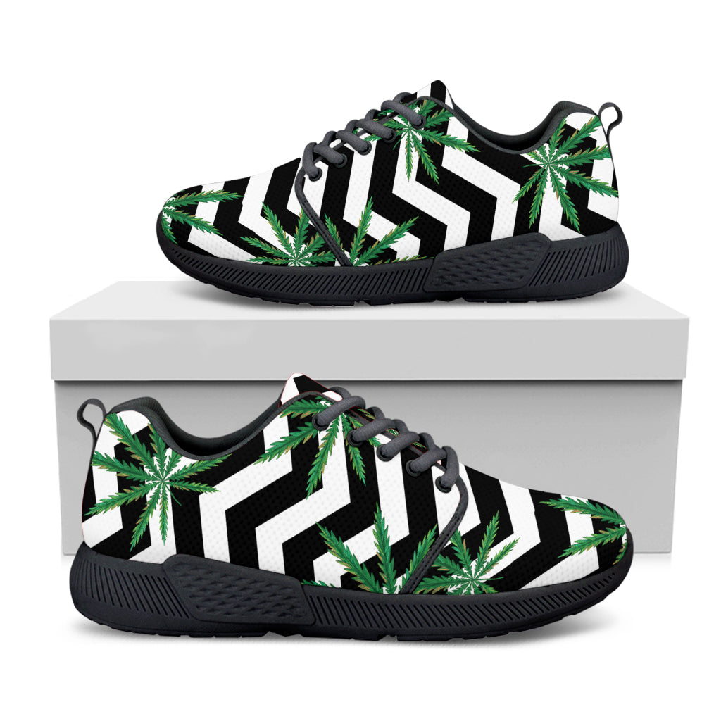 Zigzag Weed Pattern Print Black Athletic Shoes